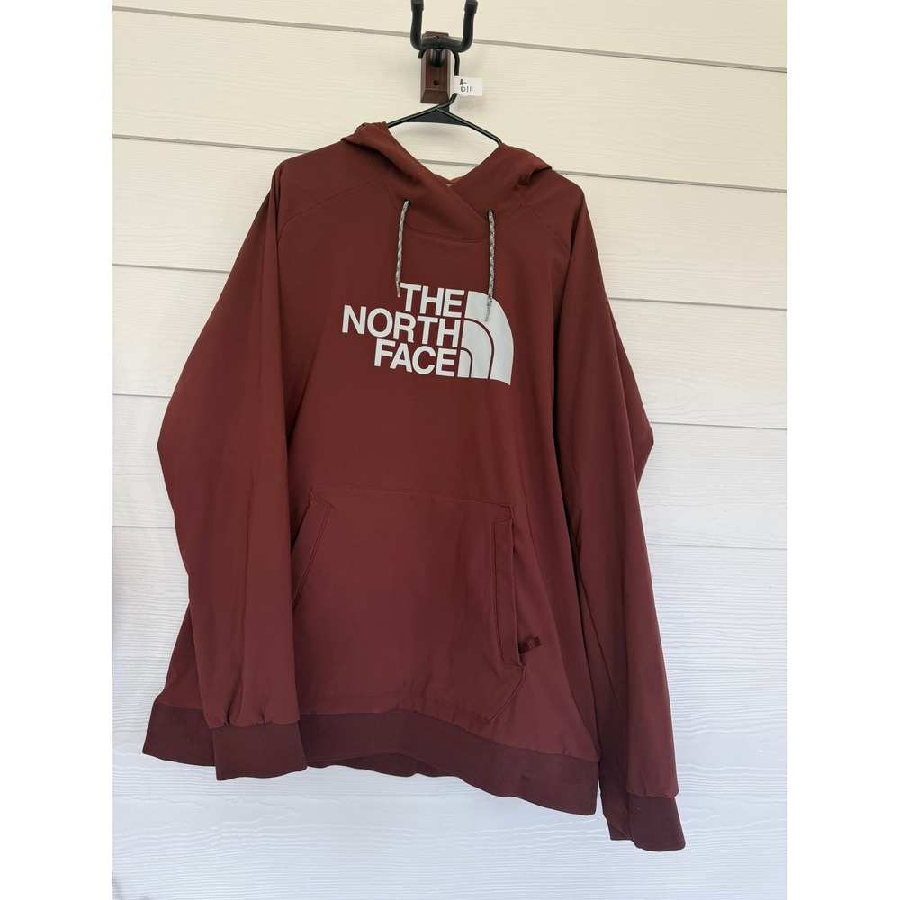 The North Face Tekno Logo Hoodie Mens XL Mahogany Red Fleece Pullover NF0A3M4E